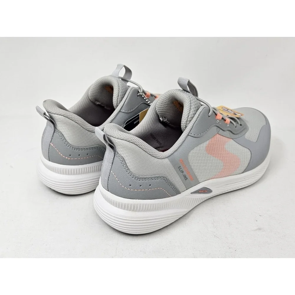 Skechers Work Carbix Yunia Slip-In Work Shoes Gray/Coral Women's Sz‎ 8 NEW/BLEM